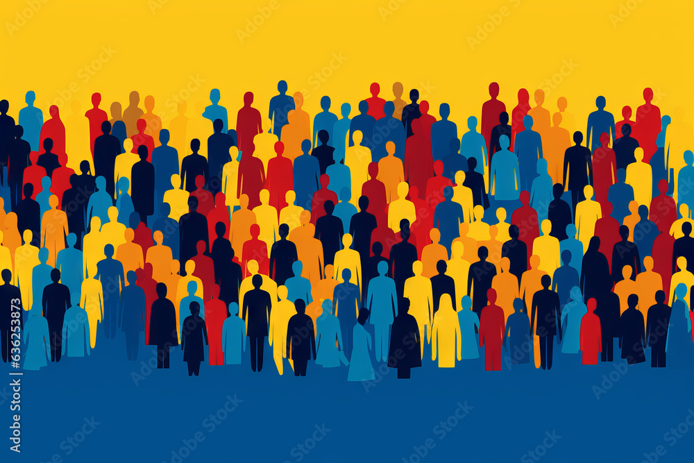Group of people illustration. Silhouettes. Abstract concept. Wallpaper. Banner. 
