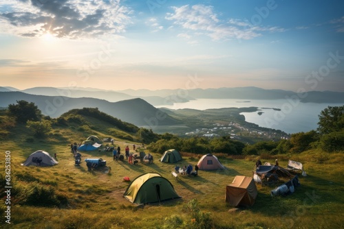 Campings on the hill with a wonderful view