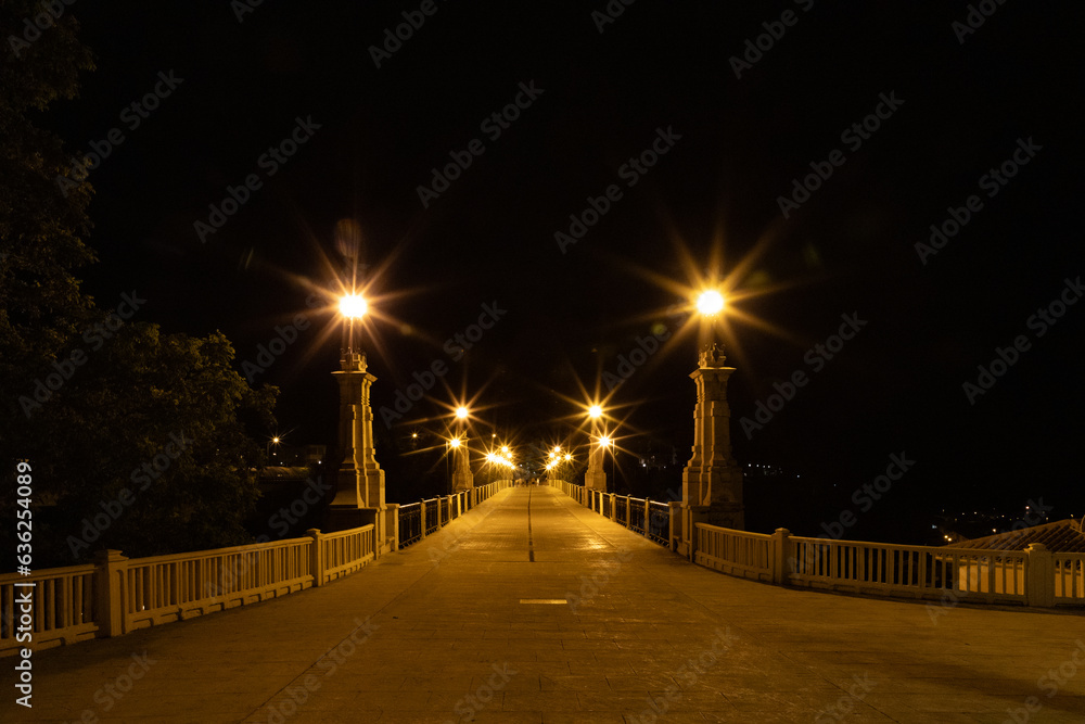 night view of the city bridge teruel spain