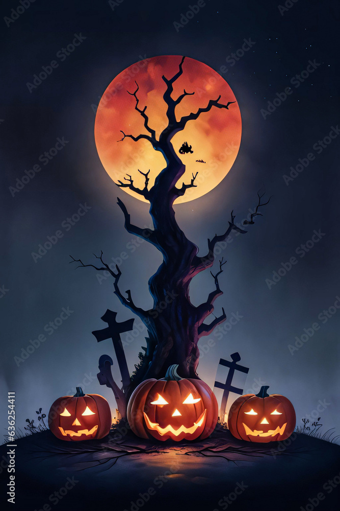 Halloween Poster With Pumpkin Background Halloween Poster With Pumpkin Background