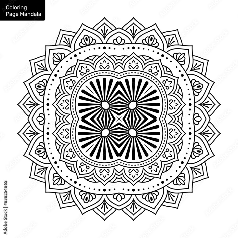 Outline mandala for coloring book. Clean Decorative round ornament. Oriental pattern, Vector illustration Coloring book page. Circular pattern in form of mandala for Henna, Mehndi, tattoo, decoration.