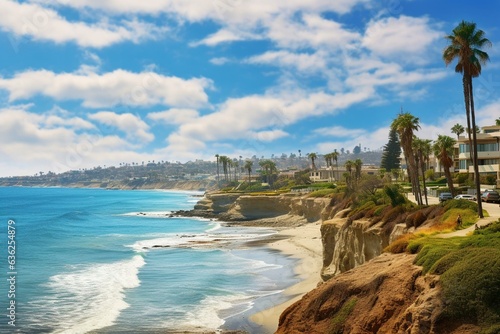 Coastal city in southern California with beautiful beaches and scenic views. Generative AI photo