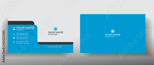 Blu and black simple fresh over clean business card template, vector visiting card layout.