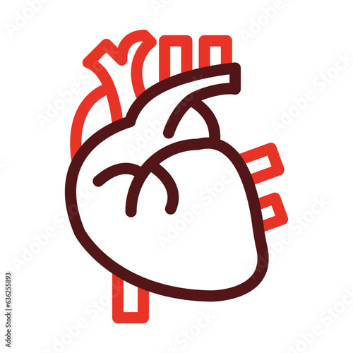 Heart Thick Line Two Colors Icon Design