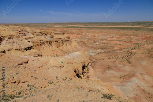 The rock formations of Tsagaan Suvarga in the Gobi Desert, Mongolia