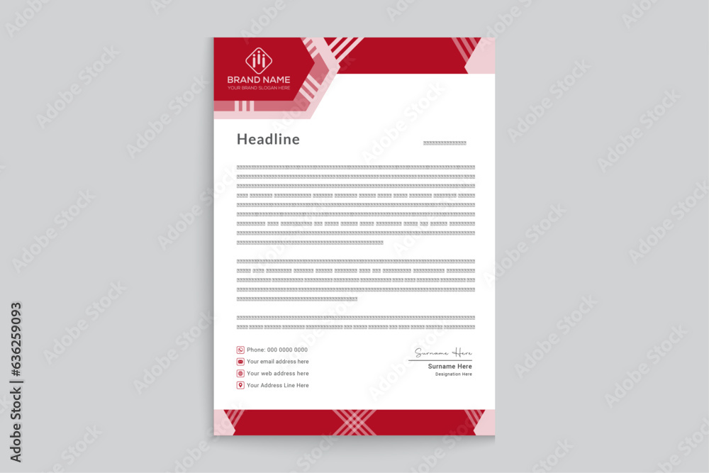 Red color letterhead design Red color letterhead design