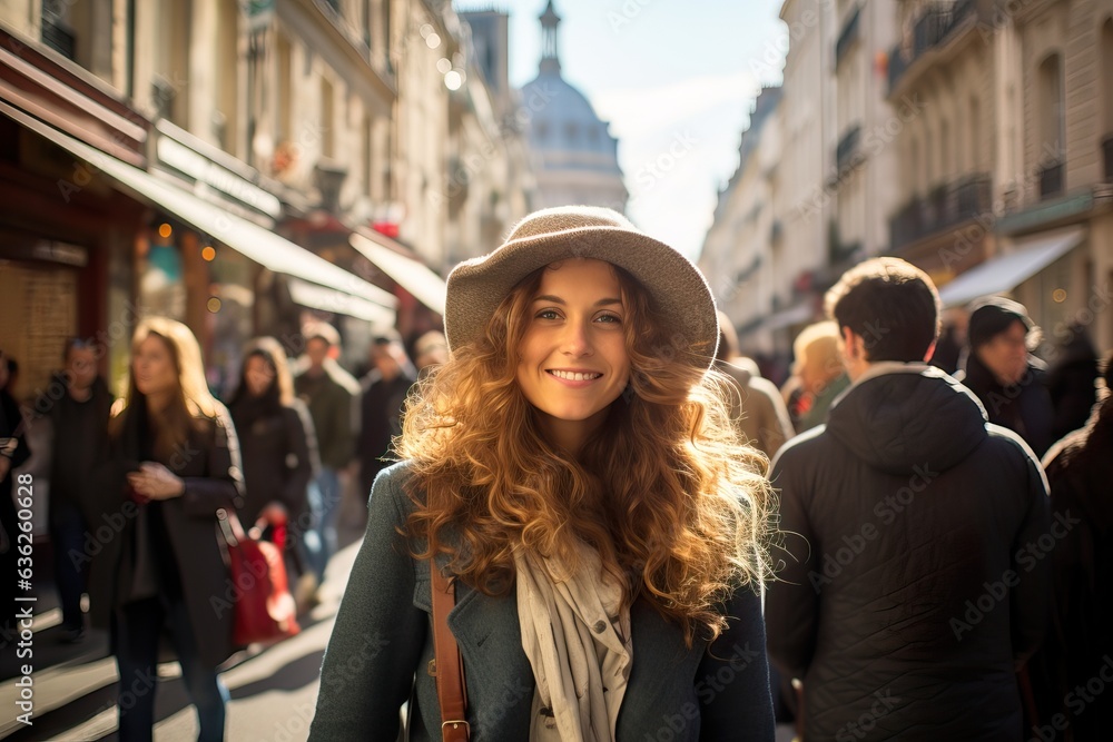 Curious Tourist Exploring Vibrant Streets of Paris. Generative AI Curious Tourist Exploring Vibrant Streets of Paris. Generative AI