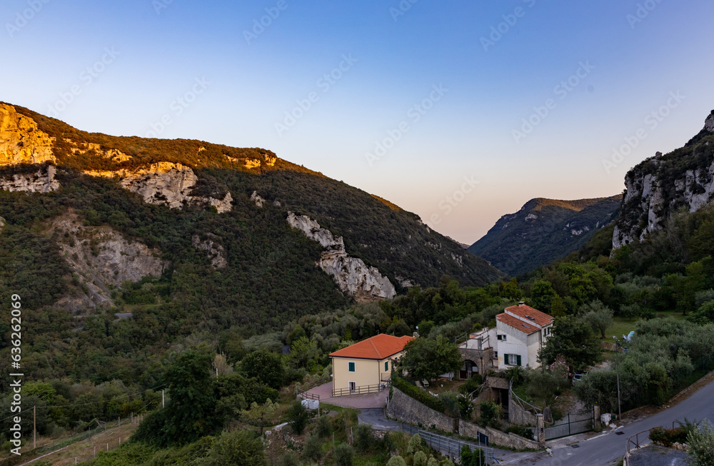 village in the mountains of island finale ligure italy