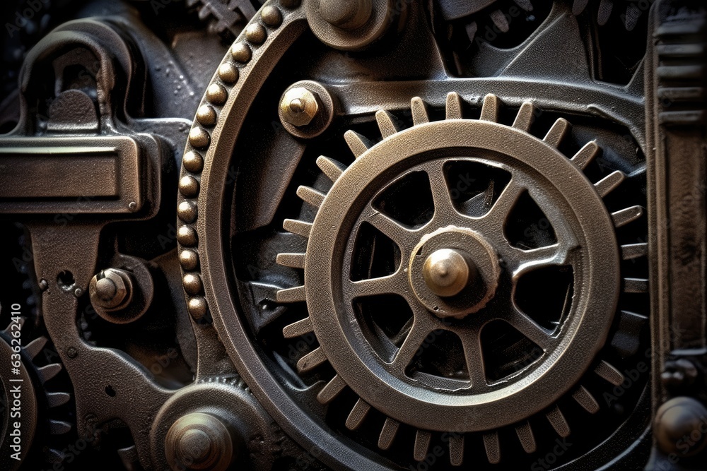 The combination of mechanical textures and atmospheric tones. Generative AI The combination of mechanical textures and atmospheric tones. Generative AI