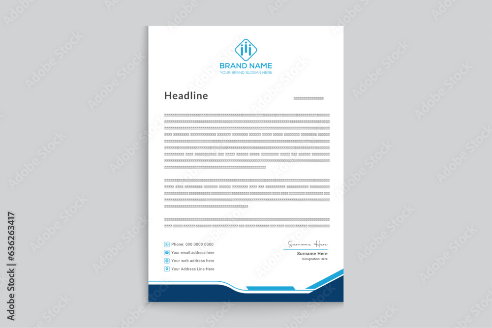 Blue elegant corporate letterhead design Blue elegant corporate letterhead design