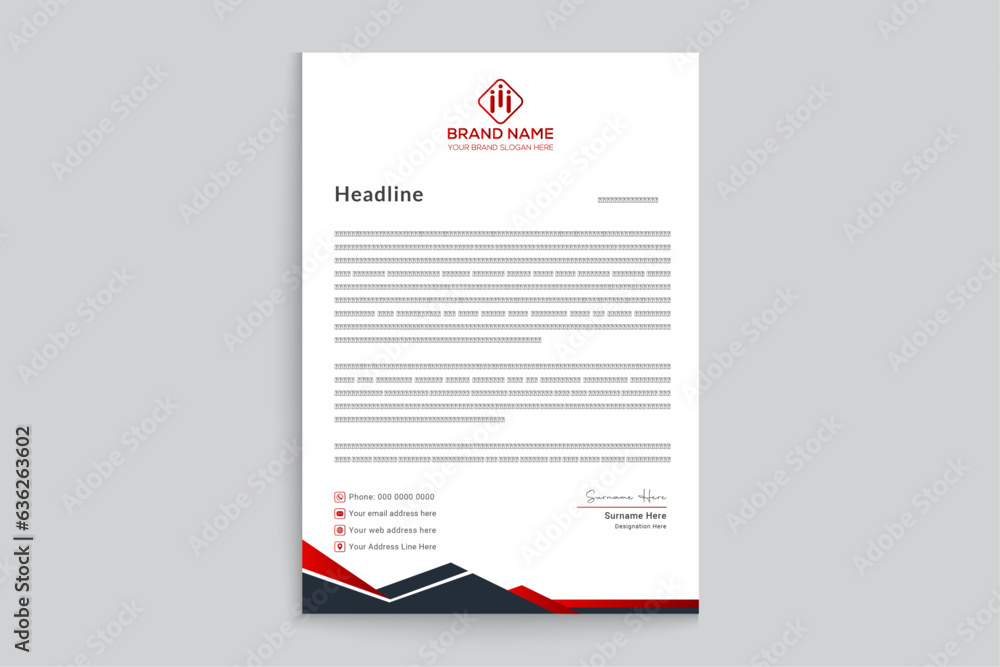 Red and black color letterhead design Red and black color letterhead design