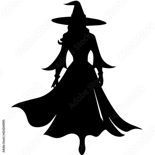 Vector black silhouette of a witch