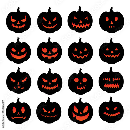 Collection of various Halloween Jack o Lantern designs