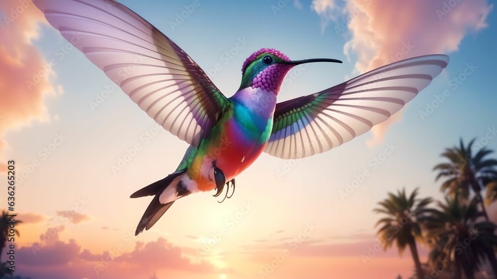 Fototapeta premium The Enchanting Moments of Hummingbirds Seeking Flower Nectar ai generated