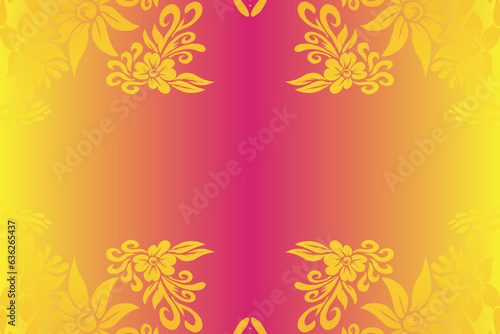 Beautiful classic design colourful  background with flower leaf line art pattern of indonesian culture traditional batik 