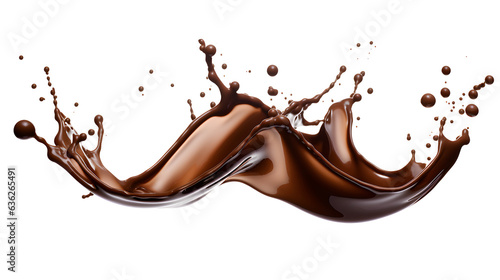 Chocolate splash isolated on transparent background