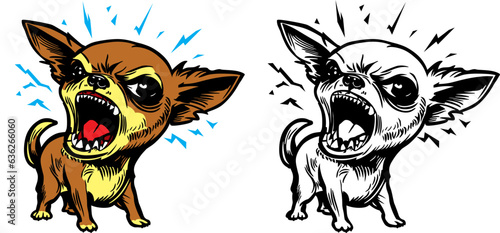 little angry chihuahua dog barks, vector drawing