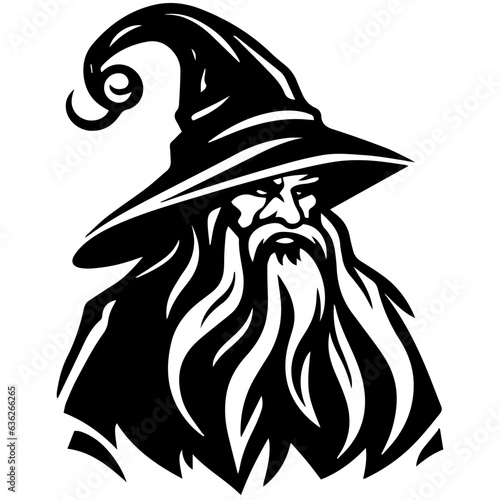 black and white Wizard Silhouette 