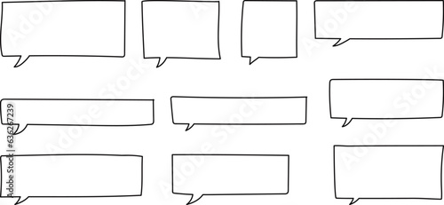 ベクターのかわいい手書きのふきだしセット　黒　白黒　あしらい　シンプル　吹き出しBlack handwritten vector speech bubble set