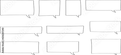 ベクターのかわいい手書きのふきだしセット　黒　白黒　あしらい　シンプル　吹き出しBlack handwritten vector speech bubble set