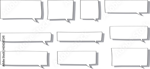 ベクターのかわいい手書きのふきだしセット　黒　白黒　あしらい　シンプル　吹き出しBlack handwritten vector speech bubble set