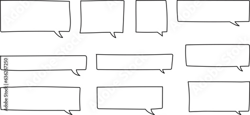 ベクターのかわいい手書きのふきだしセット　黒　白黒　あしらい　シンプル　吹き出しBlack handwritten vector speech bubble set