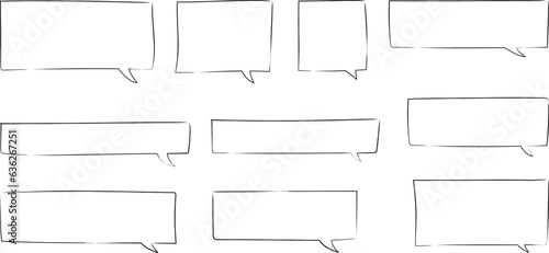 ベクターのかわいい手書きのふきだしセット　黒　白黒　あしらい　シンプル　吹き出しBlack handwritten vector speech bubble set