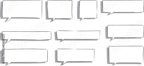 ベクターのかわいい手書きのふきだしセット　黒　白黒　あしらい　シンプル　吹き出しBlack handwritten vector speech bubble set