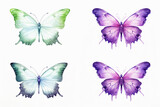 set butterfly on a white background. Butterflies design. Butterflies collection. Watercolor illustration. Isolated on white background.