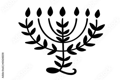 Menorah Hanukkah Shape Illustration Logo Icon Art