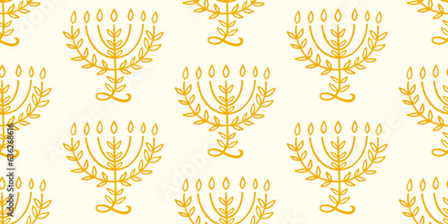 Menorah Seamless Pattern Hanukkah Background Print