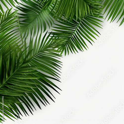 Translucent overlay showcasing gracefully arched palm leaves in vibrant green. 3D render illustration