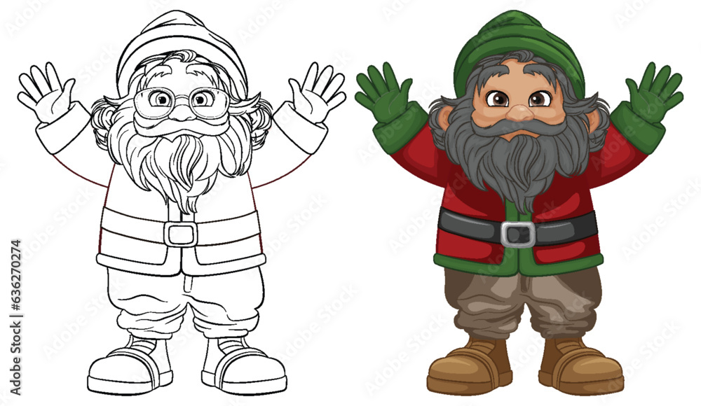 Obraz premium Isolated Elderly Grandfather in Winter: A Cartoon Character