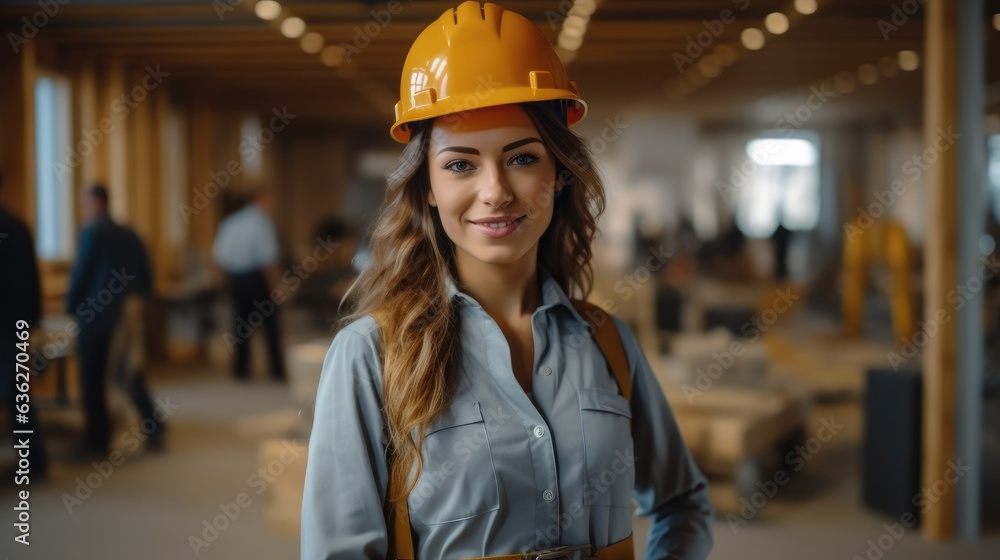 Portrait of woman architect on construction site. Portrait of woman architect on construction site.