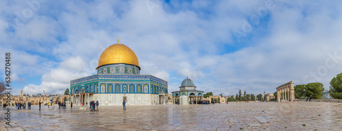 Beautiful panoramic of the Temple Mount with the Dome of the Rock in Jerusalem, Israel