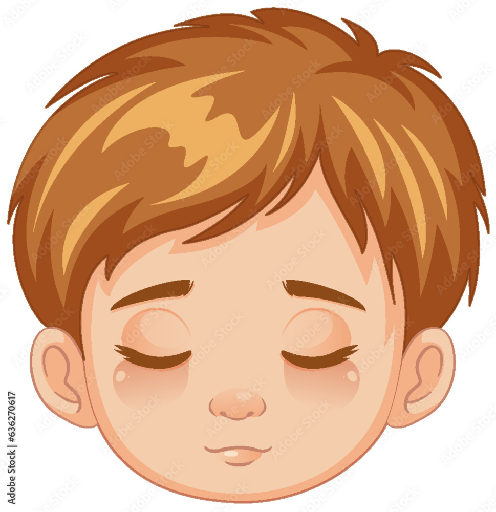 Cartoon Boy Relaxing with Closed Eyes Cartoon Boy Relaxing with Closed Eyes