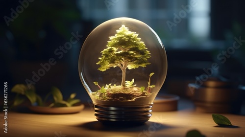 Plants Growth On Money And Tree In Lightbulb, Green business, Energy Investment concept.