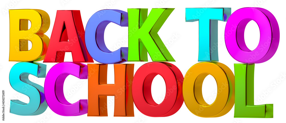 3d words back to school. Education and learning concept. Isolated on transparent png backgroynd