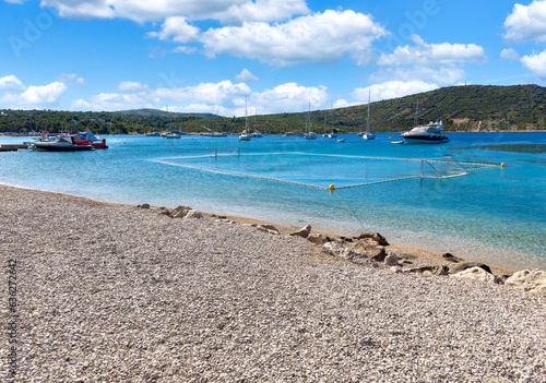 Fototapeta Naklejka Na Ścianę i Meble -  Gates for water polo in the sea. Photographed in summer.