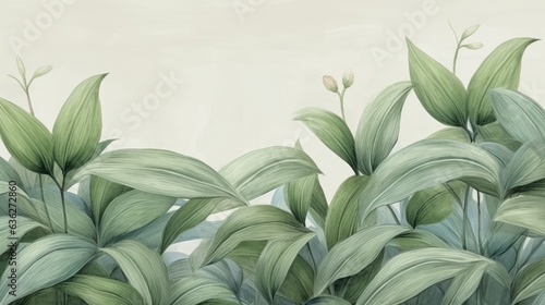 Tropical plants in the style of frescoes, Motley grass.