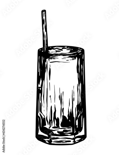 Beverage glass, cocktail,  drinks, alcohol, hand drawn vector illustrations, bar menu