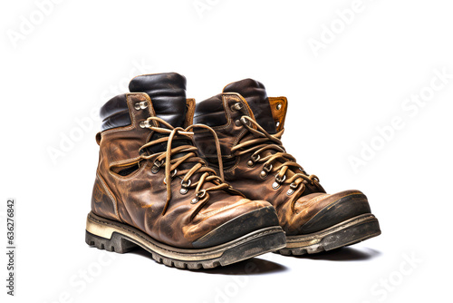 working boots, steel toecap workmans boots cut out, work boots isolated on a white background.