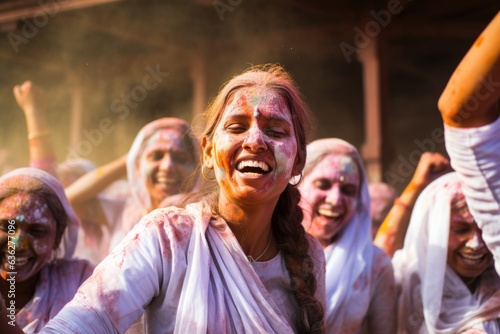 Indian woman in Holi traditional festival 