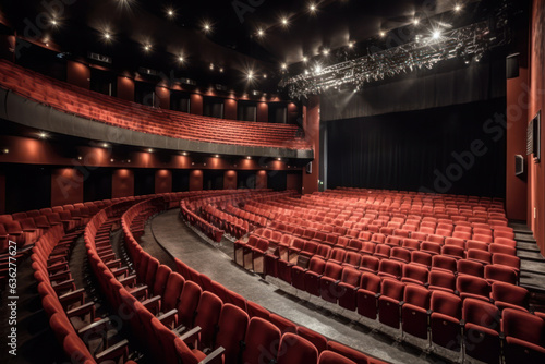 Seating room of a large theater. Generative AI.