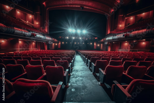 Seating room of a large theater. Generative AI.