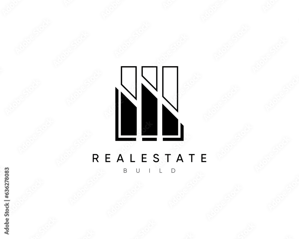 Modern building, planning, structure, apartment, property, construction, architecture and residence logo design template.