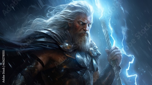 Thor - The nordic god  of thunder.generative ai
 photo
