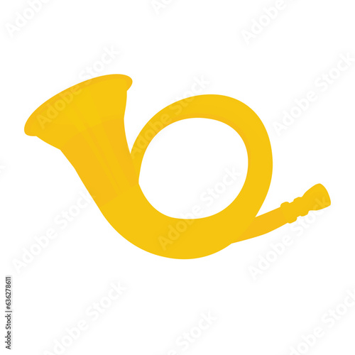 hunting horn. Vector illustration. A musical instrument for hunting in the Alps. Isolated on a white background.