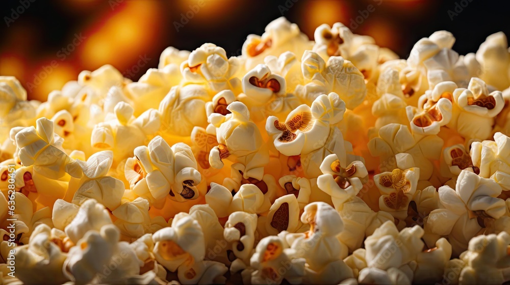 Savory salty crispy popcorn with a blurry and cinematic background Savory salty crispy popcorn with a blurry and cinematic background