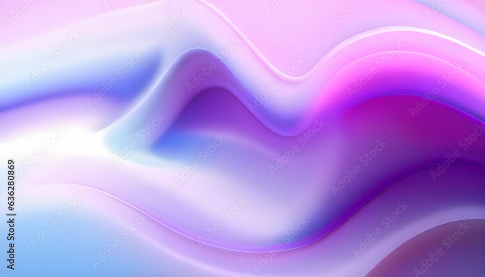 Abstract futuristic rainbow colorful chome texture backdrop background, pink, purple, blue, violet, white, silver and white gradient, dynamic motion 3d color splash flow. Waves and lines in chrome.